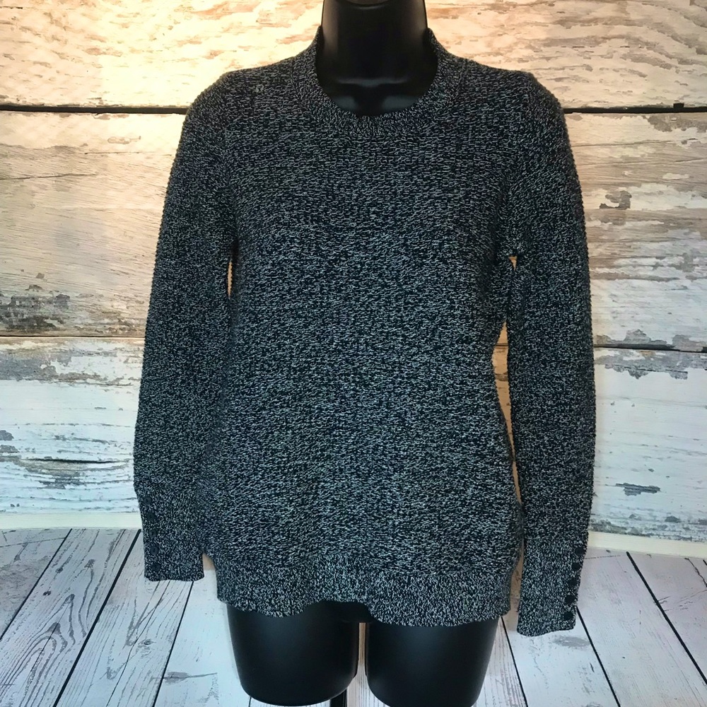 LOFT black white 100% cotton scoop neck sweater M